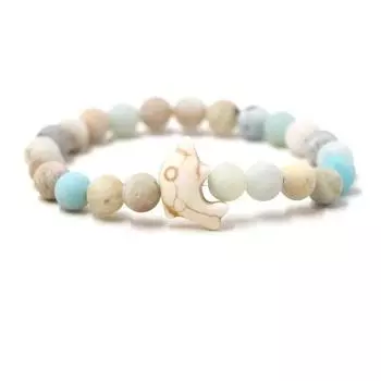 Браслет из натурального камня, модный мужской женский эластичный браслет с дельфином для пары