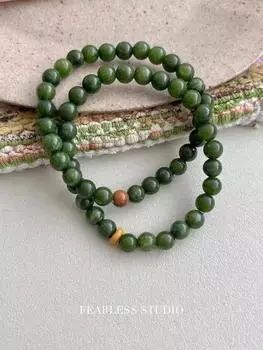 Браслет из натурального камня яшмы в два ряда - Ювелирные украшения в ретро китайском стиле для женщин