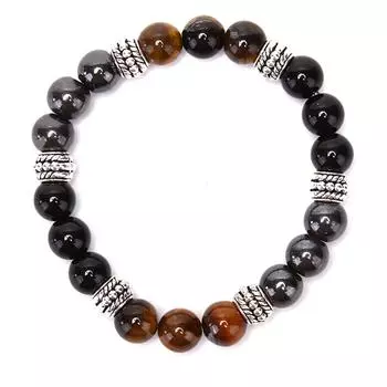 Браслет из натурального камня с бусинами, тигровый глаз, волшебный браслет из гематита и обсидиана для женщин