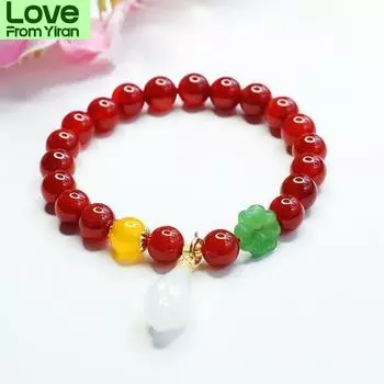 Браслет из натурального камня с красным агатом, подвеска из магнолии, лечебный кристалл, драгоценный камень, браслет на удачу для женщин, модные ювелирные изделия