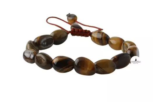 Браслет из натурального камня тигрового глаза натуральной огранки