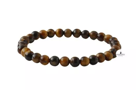 Браслет из натурального камня «Тигровый глаз» толщиной 6 мм