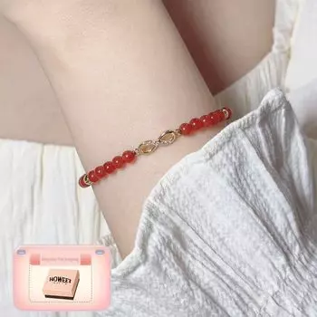 Браслет из натурального красного агата Howeet, женский, браслет с дизайном «Бесконечная удача», подарок, необычный ремешок для ношения Red