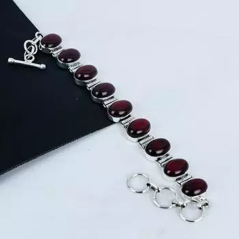 Браслет из натурального красного лабрадорита с драгоценным камнем ручной работы из стерлингового серебра 925 пробы, браслет из красного лабрадорита для жены, браслет унисекс в подарок 8 красный