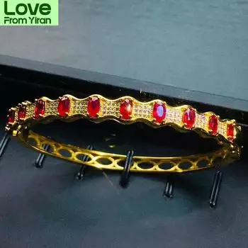 Браслет из натурального красного рубина, серебро 925 пробы, 3 * 5 мм, 0,35 карата * 11 шт., драгоценный камень для мужчин или женщин, ювелирные украшения J222235