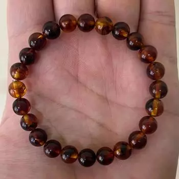 Браслет из натурального круглого янтаря 100% натуральный балтийский янтарь 8 мм круглые бусины настоящий янтарный браслет рождественский подарок 8mm