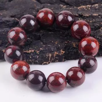 Браслет из натурального куриного кровавика с круглыми бусинами и метеоритом, ювелирный подарок 8mm