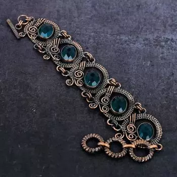 Браслет из натурального кварца иолита ручной работы из медной проволоки 7-8 дюймов A7Z30