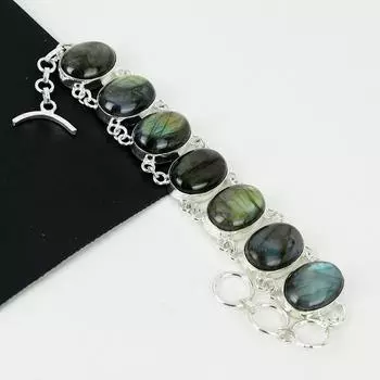 Браслет из натурального лабрадорита, стерлингового серебра 925 пробы, браслет из лабрадорита для жены, браслет унисекс, подарки на День отца 8 синий