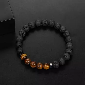 Браслет из натурального лавового вулканического камня 8 мм, гематит, тигровый глаз, бусины, браслеты, Исцеляющий баланс для йоги, браслет для мужчин и женщин, ювелирные изделия, подарок