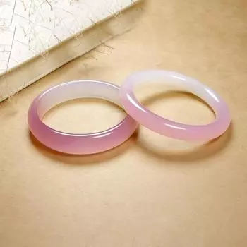 Браслет из натурального ледяного светло-розового халцедона, модный браслет с агатовым амулетом, нефритовый браслет для женщин, подарок 56-58mm