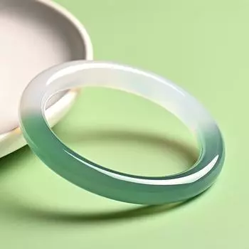 Браслет из натурального масляного голубого градиентного агата, модный браслет с изумрудом, браслет из нефрита, женский подарок 56-58mm