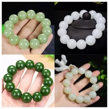 Браслет из натурального нефрита, имитирующий Хотанский нефрит, зеленый, белый нефрит, современный браслет-простота, мужские и женские аксессуары, подарок 18mm