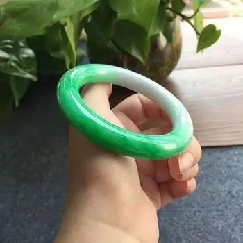 Браслет из натурального нефрита Нефритовый браслет с половиной пейзажа и плавающим цветком для женщин 54MM