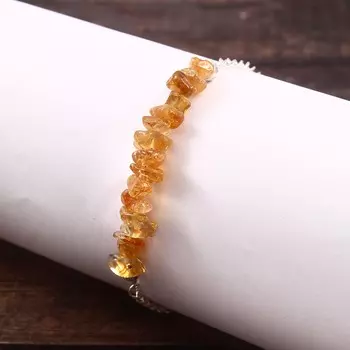Браслет из натурального необработанного цитрина с ноябрьским камнем, браслет с грубыми чипсами, браслет из стерлингового серебра 925 пробы, браслет из оранжевого драгоценного камня, подарок для нее. Free Size оранжевый