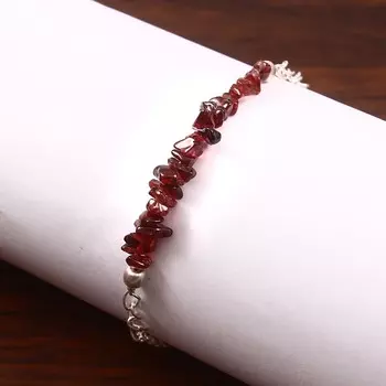 Браслет из натурального необработанного граната с январским камнем, браслет с грубыми чипсами, браслет из стерлингового серебра 925 пробы, браслет из красного кристалла, подарок для нее. Free Size красный