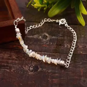 Браслет из натурального необработанного опала с октябрьским камнем, браслет с грубыми чипсами, браслет из стерлингового серебра 925 пробы, браслет из белого цвета с кристаллами, подарок для нее. Free серебряный