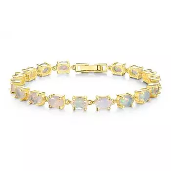 Браслет из натурального опала овальной огранки 5*7 мм, тонкие натуральные красочные ювелирные изделия из драгоценных камней, серебро 925 пробы для женщин, повседневная одежда 19cm белый