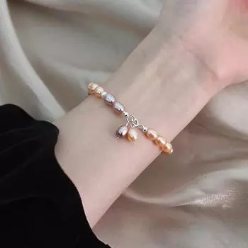 Браслет из натурального пресноводного жемчуга, браслет из стерлингового серебра 925 пробы с пряжкой, жемчужный браслет высокого качества, браслет из жемчуга, лучший подарок для девочек 16cm