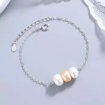 Браслет из натурального пресноводного жемчуга из стерлингового серебра S925, женский, корейский, универсальный, простой, с бусинами 925