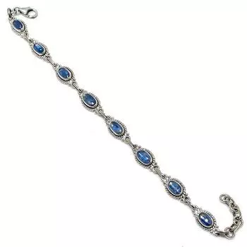 Браслет из натурального синего кианита, 925 пробы, стерлинговое серебро, подарочный, 7-8 дюймов, R3s94