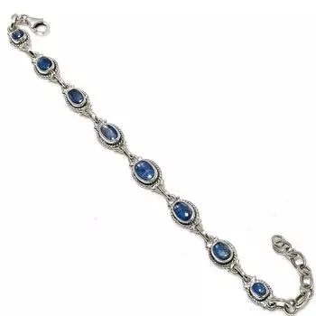 Браслет из натурального синего кианита из стерлингового серебра 925 пробы 7-8 дюймов j1K25