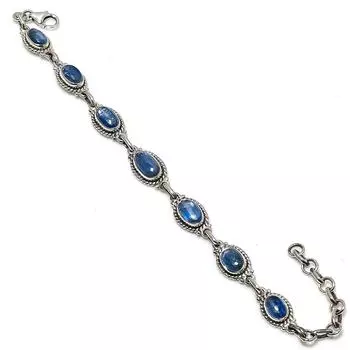 Браслет из натурального синего кианита из стерлингового серебра 925 пробы 7-8 дюймов e0u37