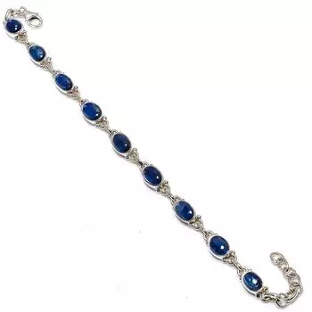 Браслет из натурального синего кианита из стерлингового серебра 925 пробы 7-8 дюймов O9q48