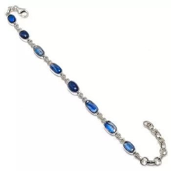 Браслет из натурального синего кианита из стерлингового серебра 925 пробы 7-8 дюймов M0K90