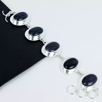 Браслет из натурального синего солнечного камня ручной работы из стерлингового серебра 925 пробы, браслет из синего солнечного камня для жены, браслет унисекс, подарок из ваты для него 8 синий