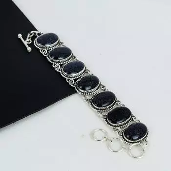 Браслет из натурального синего солнечного камня ручной работы из стерлингового серебра 925 пробы, браслет из синего солнечного камня для жены, браслет унисекс, подарок на День матери 8 синий