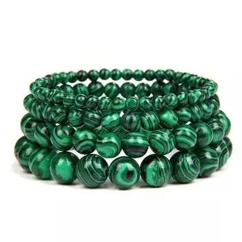 Браслет из натурального зеленого малахитового камня 4/6/8/10 мм, круглые браслеты ручной работы с бусинами, браслет для пары, энергетический браслет для йоги, мужские и женские ювелирные изделия 17CM