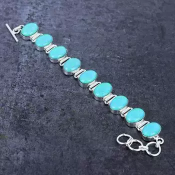 Браслет из натурального зеленого триплетного опала из стерлингового серебра 925 пробы 7-8 дюймов t4o15