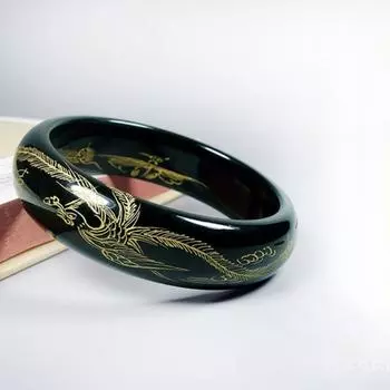 Браслет из натурального золота с рисунком Хотанского нефрита, модный браслет с изумрудным шармом, нефритовый браслет для женщин, подарок 56-58mm