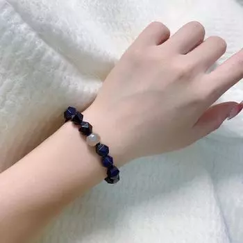 Браслет из натурального звездчато-фиолетового песчаника, плотный и белый на ощупь! Браслет из янтаря тысячелетия и медового воска тысячелетия 17cm