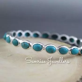 Браслет из натуральной бирюзы, браслет из бирюзы, браслет из стерлингового серебра с драгоценными камнями, свадебные подарки, подарок на день рождения, ювелирные изделия с камнями по рождению, подарок для нее Free Size синий