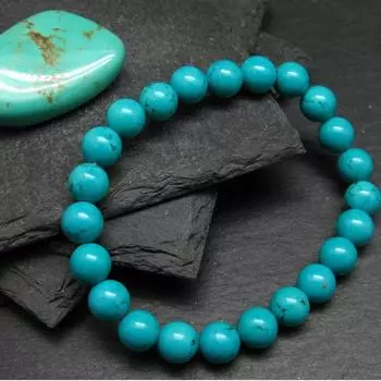 Браслет из натуральной бирюзы, необработанный ~ 7,5 дюймов ~ 6-10 мм круглые бусины 6MM