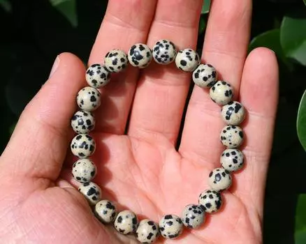 Браслет из натуральной далматинской яшмы - браслет из круглых бусин ручной работы для женщин и мужчин, модные подарочные украшения - Товары AAA 4mm
