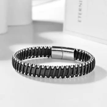 Браслет из натуральной кожи Простой кожаный браслет Мужской браслет из воловьей кожи Ювелирные изделия Железный абсорбирующий браслет 2