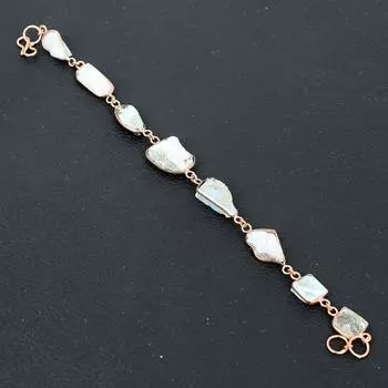 Браслет из натуральной необработанной меди с ларимаром из драгоценных камней ручной работы 7-8 дюймов p0q31