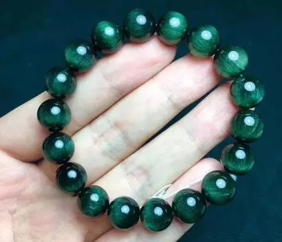 Браслет из натуральных бусин зеленого рутилового кварца AAAA размером 8–12 мм, браслет из бусин, оптовые поставки браслетов из бисера, подарочные ювелирные браслеты. 8MM