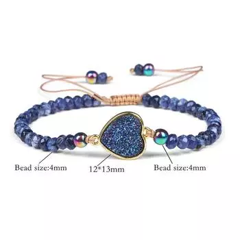 Браслет из натуральных камней и бусин для девушек, подарки для девушек, регулируемый плетеный браслет Vug Dark Gray Fake Vug Moon