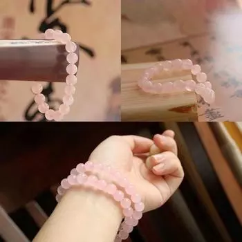 Браслет из натуральных круглых бусин из Мадагаскара с кристаллами розового кварца, 8 мм, 1 шт.