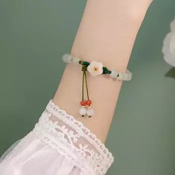 Браслет из нефрита и персикового цвета для женщин и студентов bean cat s eye stone bracelet красный