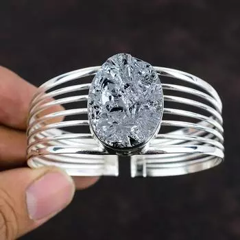 Браслет из необработанного драгоценного камня шунгит, старинные ювелирные изделия, браслет-манжета ручной работы из стерлингового серебра 925 пробы, регулируемый браслет, ювелирные изделия из шунгита, подарки для мамы