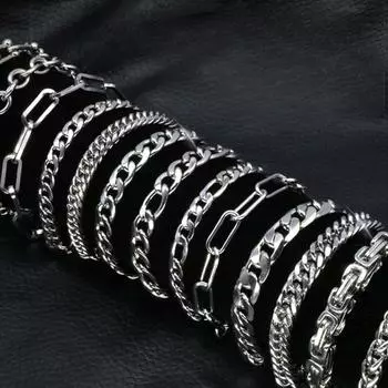 Браслет из нержавеющей стали 20 см, ретро литературный прилив для мужчин и женщин, стальной цвет, старинный серебряный браслет, браслет SL046 серебряный