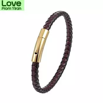 Браслет из нержавеющей стали для мужчин, настоящие кожаные браслеты, простой стиль, женский черный кожаный браслет для женщин Tz83 22cm