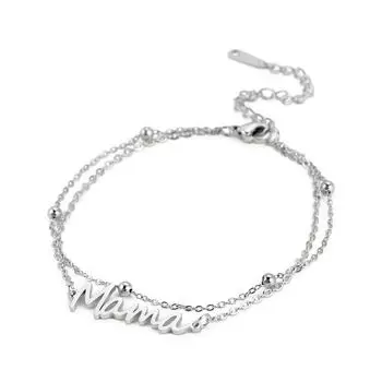 Браслет из нержавеющей стали Mama Letter Charm Bracelet для женщин Перо Бесконечное многослойное бисерное плетение ювелирные изделия Подарки для мам