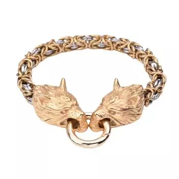 Браслет из нержавеющей стали с головой волка викингов, браслет-цепочка с круглым звеном, мужские ювелирные изделия из нержавеющей стали 23CM