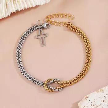 Браслет из нержавеющей стали с крестообразным узлом для мужчин и женщин, выдолбленный браслет с крестообразной цепочкой, трендовый хип-хоп-украшения для пары друзей, подарок серый